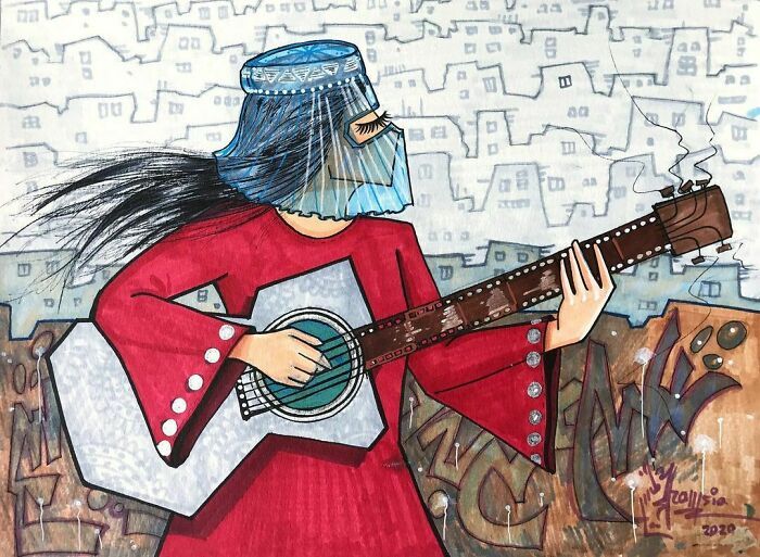 42 obras de arte tocantes da primeira artista de rua feminina do Afeganistão, Shamsia Hassani 40