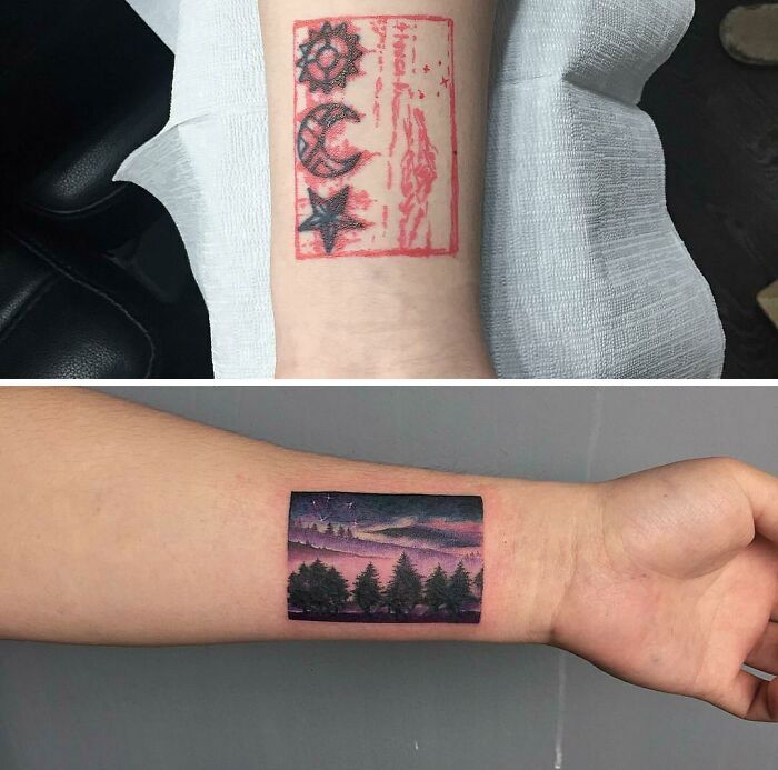 38 pessoas que cobriram suas tatuagens de forma para lá de criativas 13