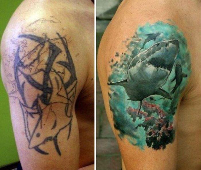 38 pessoas que cobriram suas tatuagens de forma para lá de criativas 17