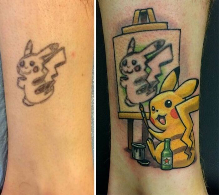 38 pessoas que cobriram suas tatuagens de forma para lá de criativas 37