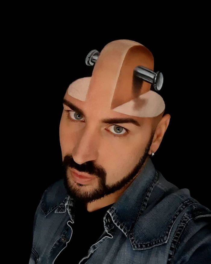 Artista italiano usa seu corpo como uma tela para criar ilusões ópticas realistas (42 fotos) 17