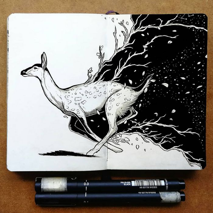 Ilustrador combina animais, pessoas e o céu noturno para criar arte mágica (26 fotos) 1