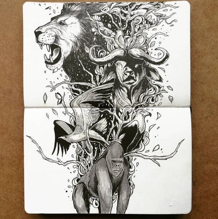 Ilustrador combina animais, pessoas e o céu noturno para criar arte mágica (26 fotos) 11