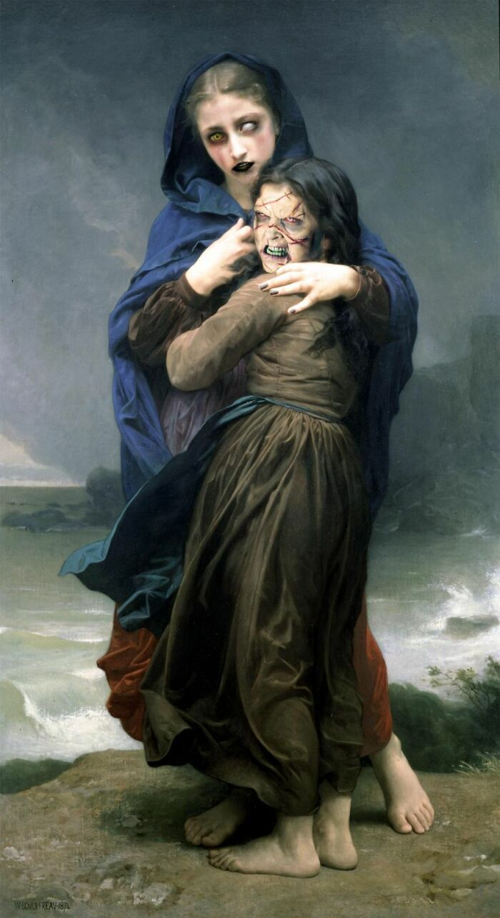 Esses artistas combinam pinturas clássicas com cultura pop de Halloween (42 fotos) 6