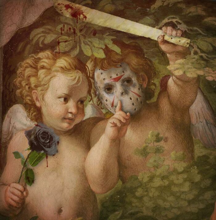 Esses artistas combinam pinturas clássicas com cultura pop de Halloween (42 fotos) 27