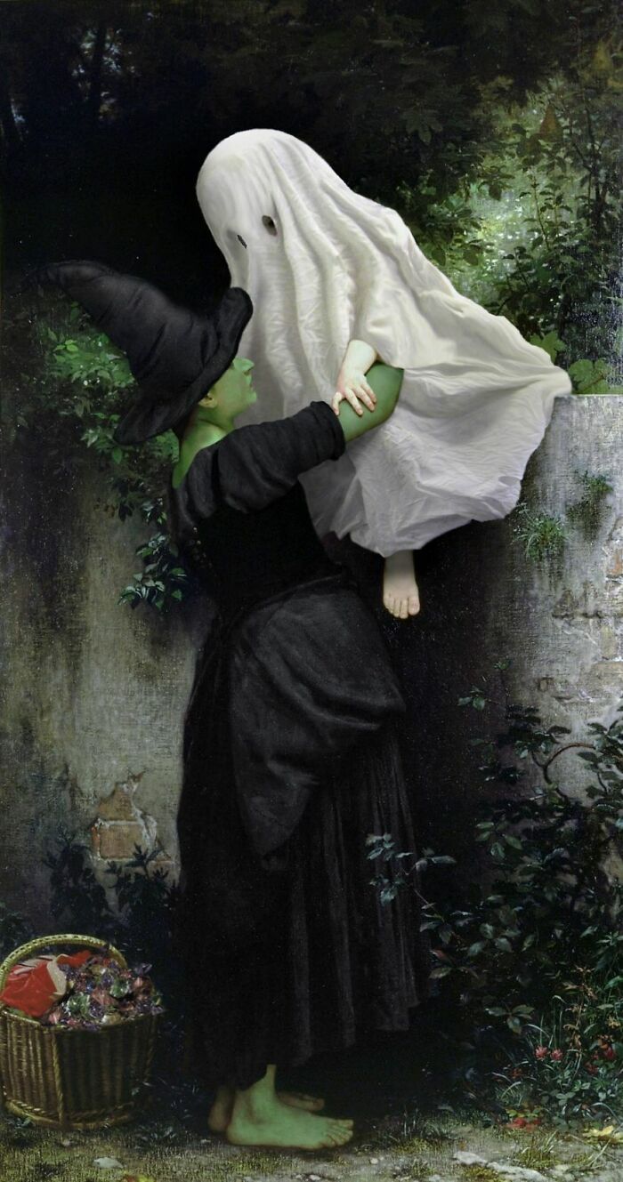 Esses artistas combinam pinturas clássicas com cultura pop de Halloween (42 fotos) 41