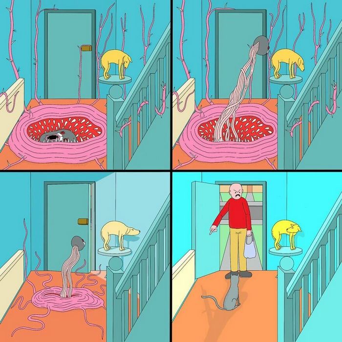 Artista cria quadrinhos que envolvem humor negro, surrealismo e sátira (40 fotos) 5