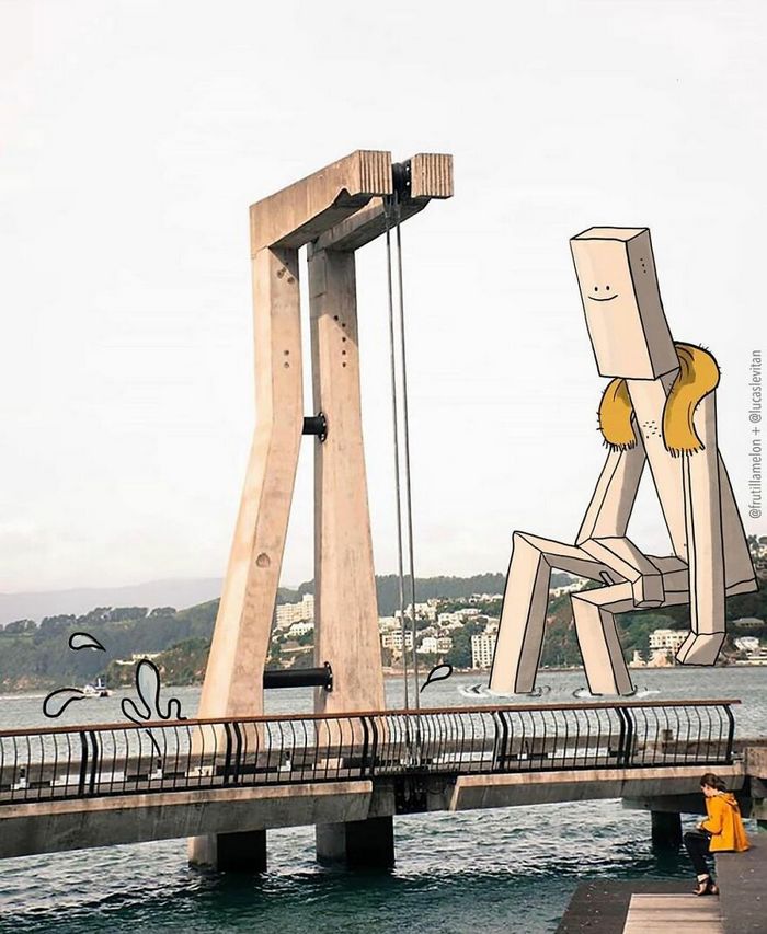 Artista invade fotos de estranhos no Instagram adicionando suas ilustrações hilariantes (45 fotos) 12