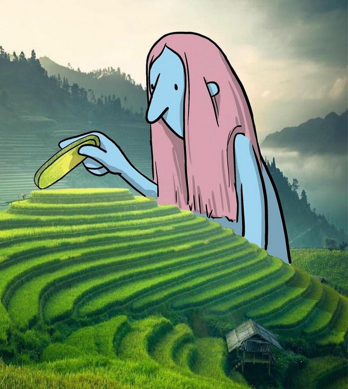 Artista invade fotos de estranhos no Instagram adicionando suas ilustrações hilariantes (45 fotos) 16