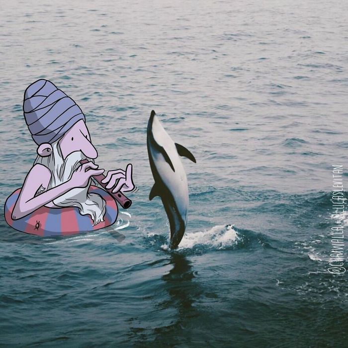 Artista invade fotos de estranhos no Instagram adicionando suas ilustrações hilariantes (45 fotos) 23