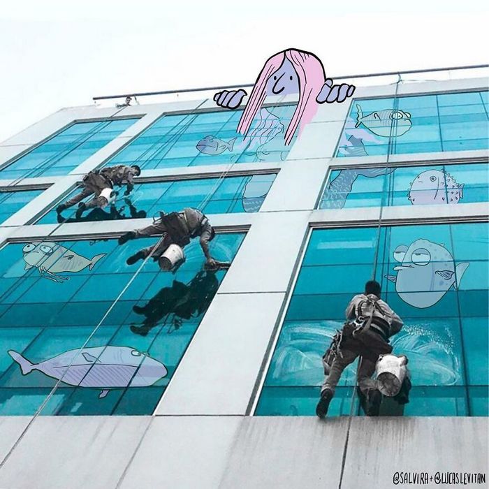 Artista invade fotos de estranhos no Instagram adicionando suas ilustrações hilariantes (45 fotos) 28