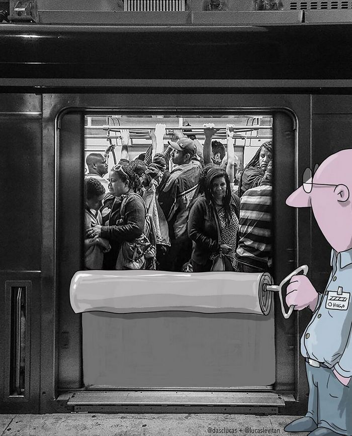 Artista invade fotos de estranhos no Instagram adicionando suas ilustrações hilariantes (45 fotos) 33