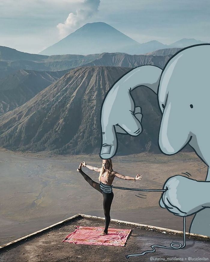 Artista invade fotos de estranhos no Instagram adicionando suas ilustrações hilariantes (45 fotos) 34