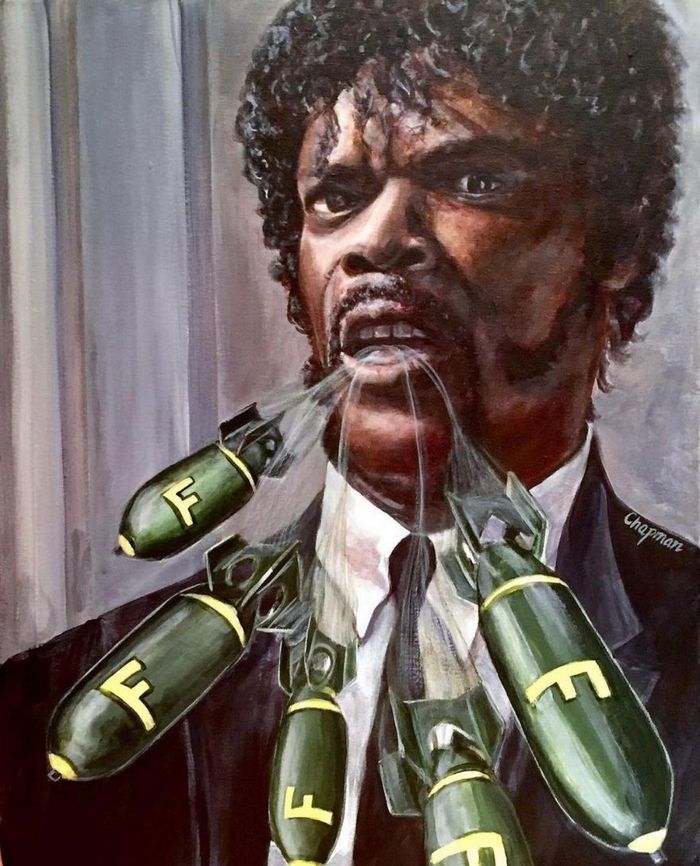 Artista pega cenas clássicas e as usa para criar pinturas humorísticas (48 fotos) 14
