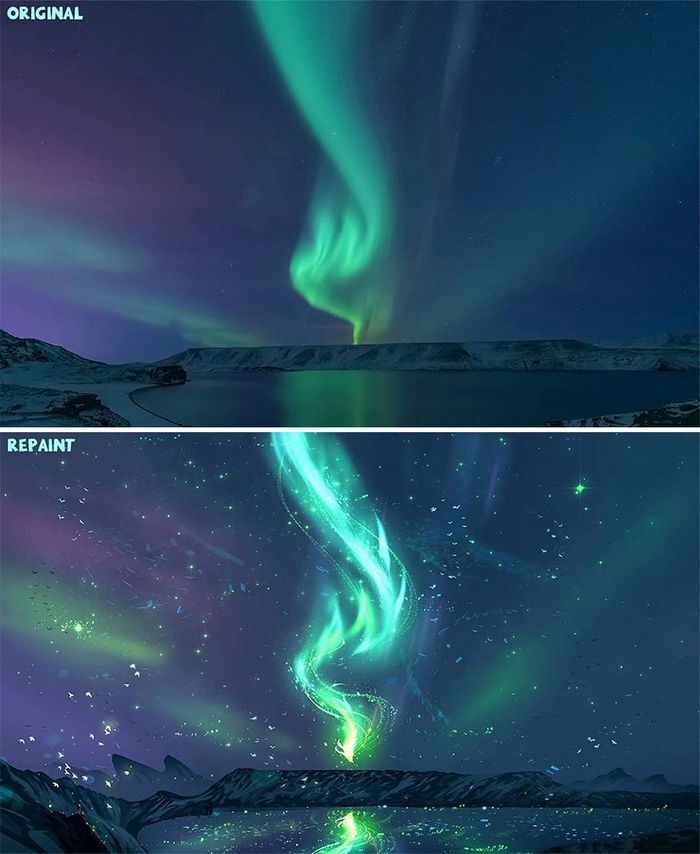 42 desenhos sobrenaturais desenhados sobre fotos da natureza por este artista 2