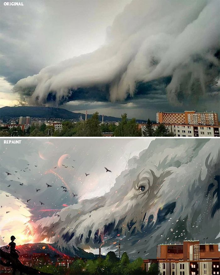 42 desenhos sobrenaturais desenhados sobre fotos da natureza por este artista 3