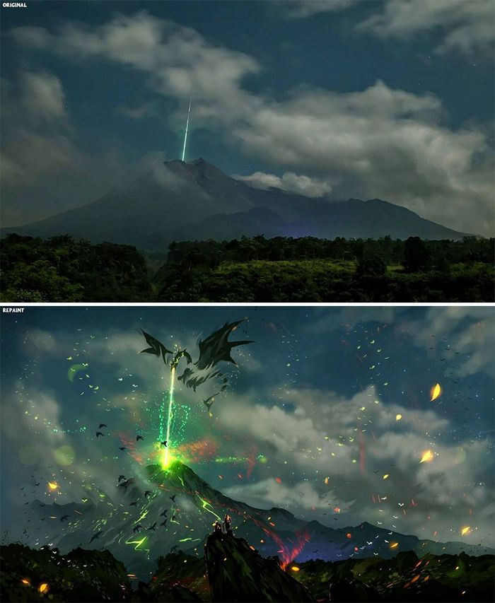 42 desenhos sobrenaturais desenhados sobre fotos da natureza por este artista 4