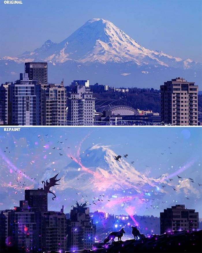 42 desenhos sobrenaturais desenhados sobre fotos da natureza por este artista 5