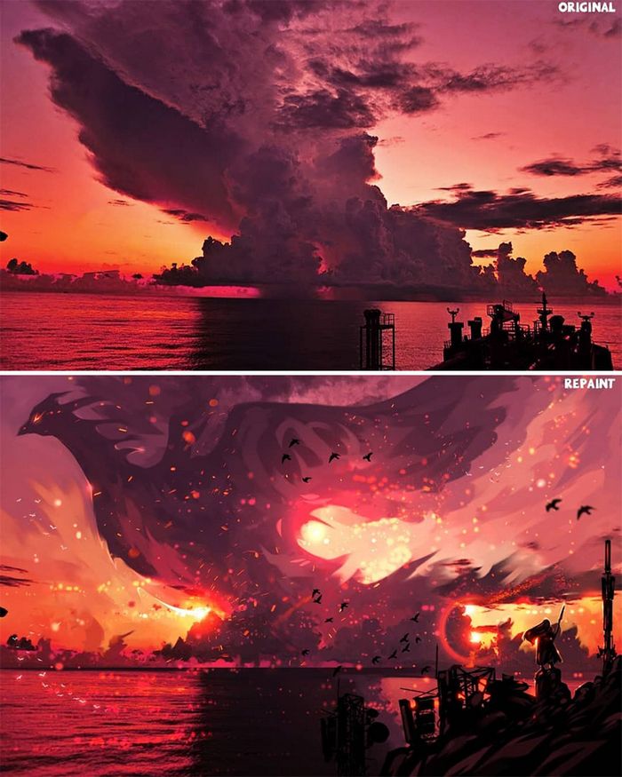 42 desenhos sobrenaturais desenhados sobre fotos da natureza por este artista 8