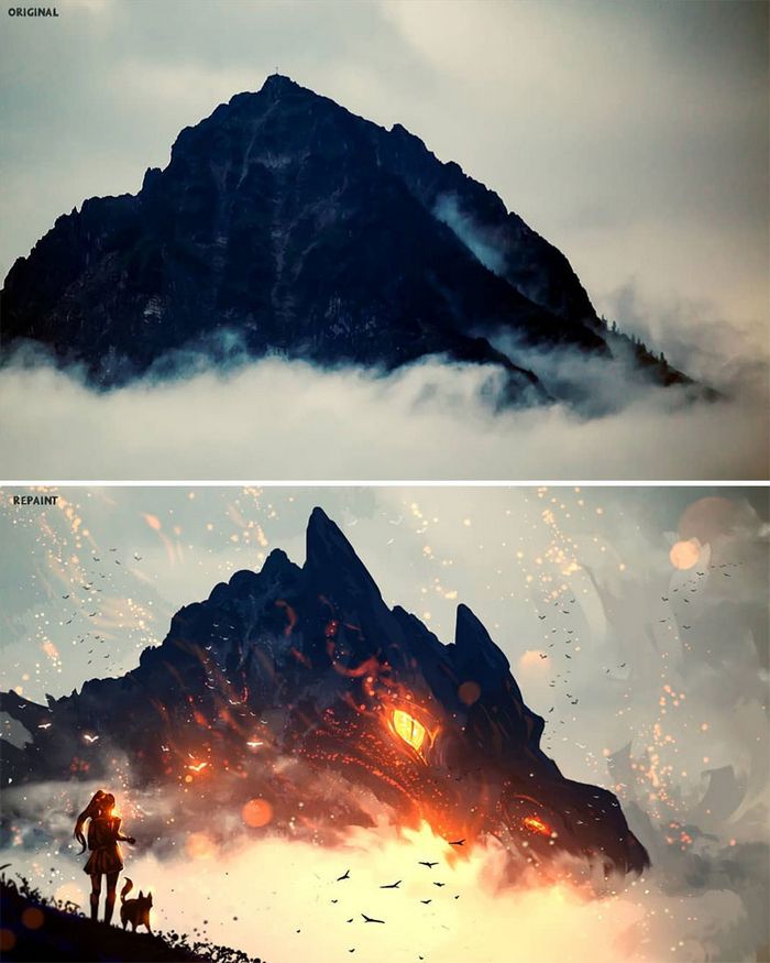 42 desenhos sobrenaturais desenhados sobre fotos da natureza por este artista 9