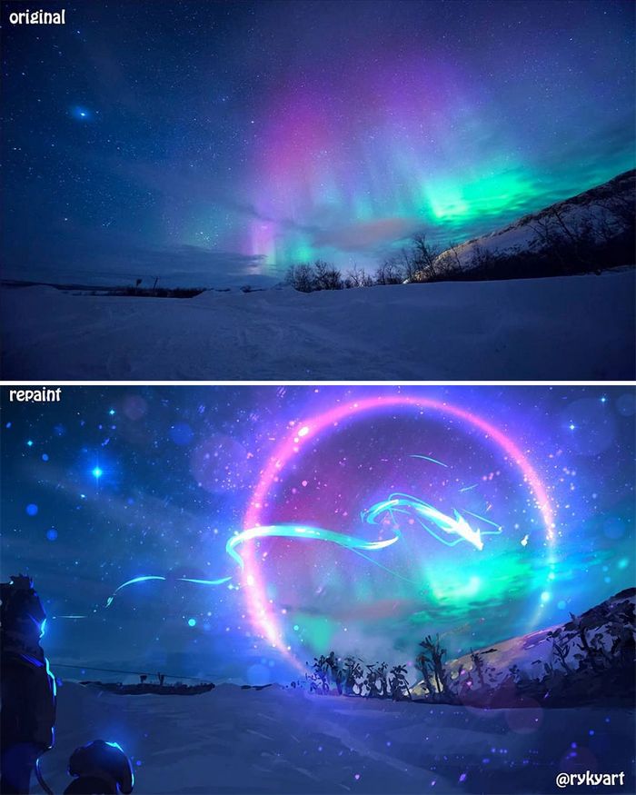 42 desenhos sobrenaturais desenhados sobre fotos da natureza por este artista 10