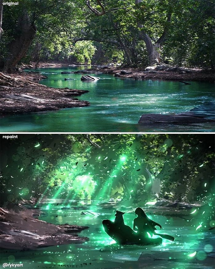 42 desenhos sobrenaturais desenhados sobre fotos da natureza por este artista 11