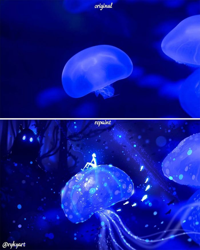 42 desenhos sobrenaturais desenhados sobre fotos da natureza por este artista 12