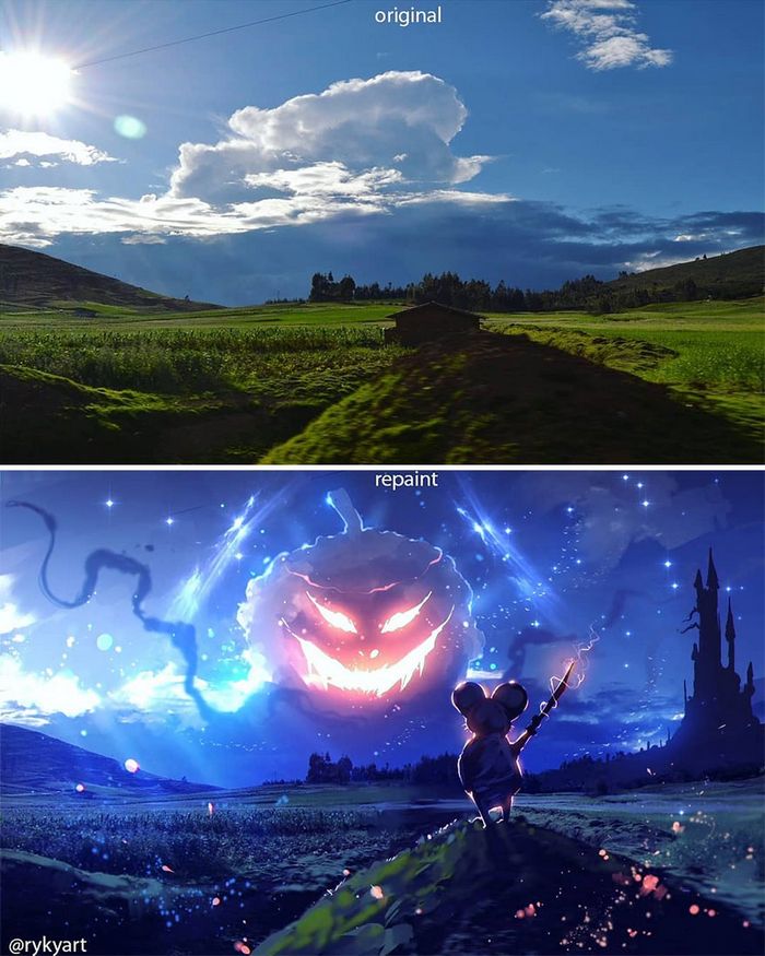 42 desenhos sobrenaturais desenhados sobre fotos da natureza por este artista 13