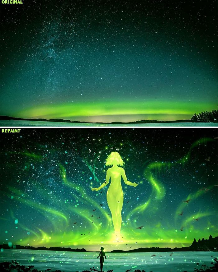 42 desenhos sobrenaturais desenhados sobre fotos da natureza por este artista 17