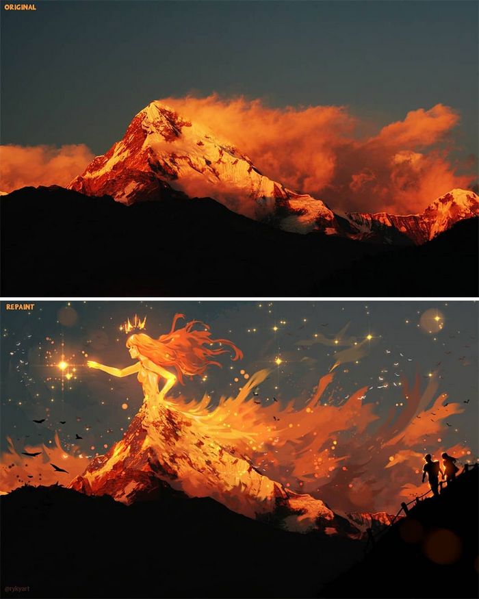 42 desenhos sobrenaturais desenhados sobre fotos da natureza por este artista 18