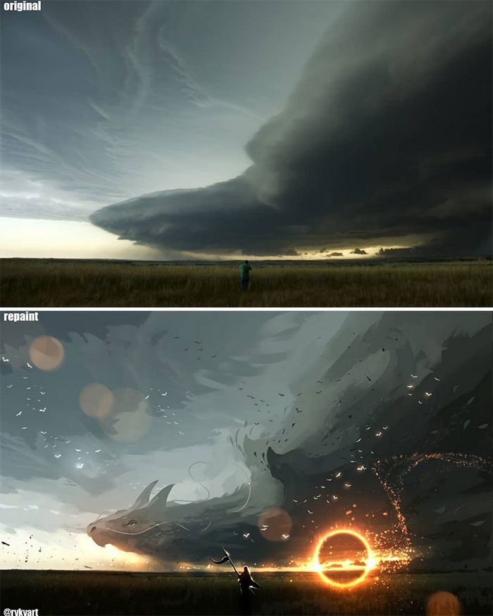 42 desenhos sobrenaturais desenhados sobre fotos da natureza por este artista 19