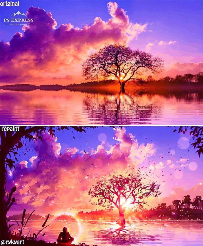 42 desenhos sobrenaturais desenhados sobre fotos da natureza por este artista 21