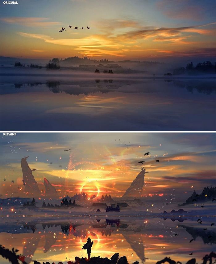 42 desenhos sobrenaturais desenhados sobre fotos da natureza por este artista 25