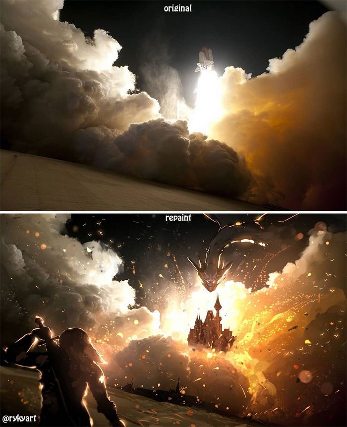 42 desenhos sobrenaturais desenhados sobre fotos da natureza por este artista 33