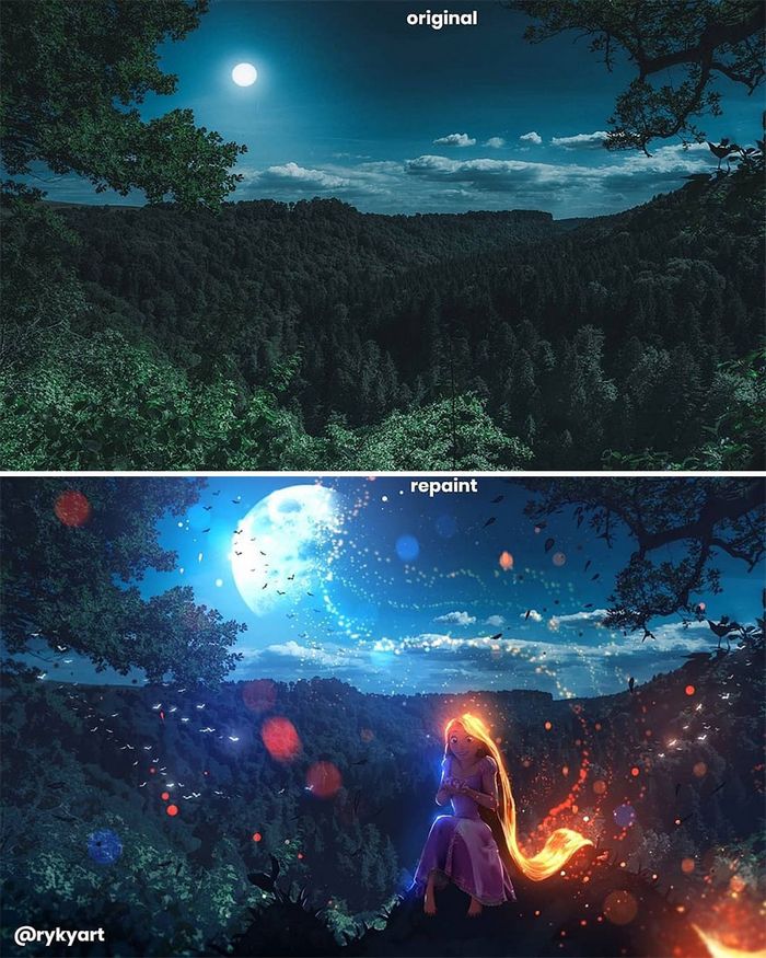 42 desenhos sobrenaturais desenhados sobre fotos da natureza por este artista 34