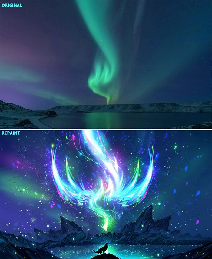 42 desenhos sobrenaturais desenhados sobre fotos da natureza por este artista 38