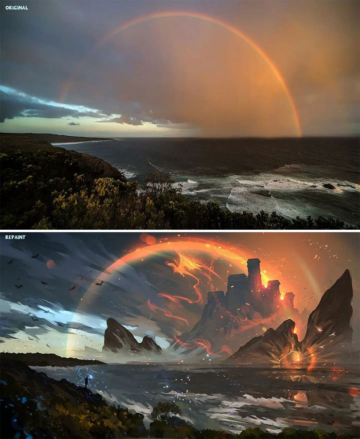 42 desenhos sobrenaturais desenhados sobre fotos da natureza por este artista 40