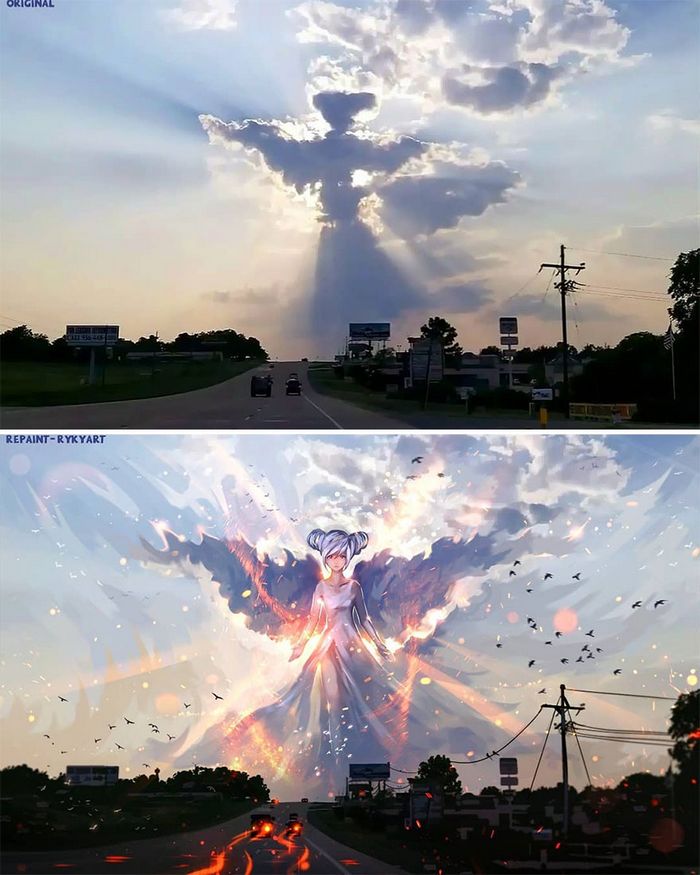 42 desenhos sobrenaturais desenhados sobre fotos da natureza por este artista 41