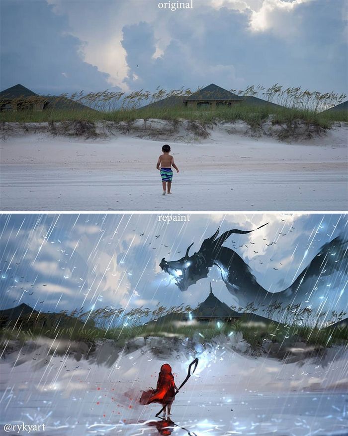 42 desenhos sobrenaturais desenhados sobre fotos da natureza por este artista 42