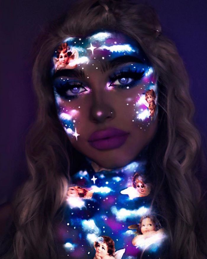 Eu uso maquiagem, tinta UV e luz para criar looks que brilham no escuro (26 fotos) 18