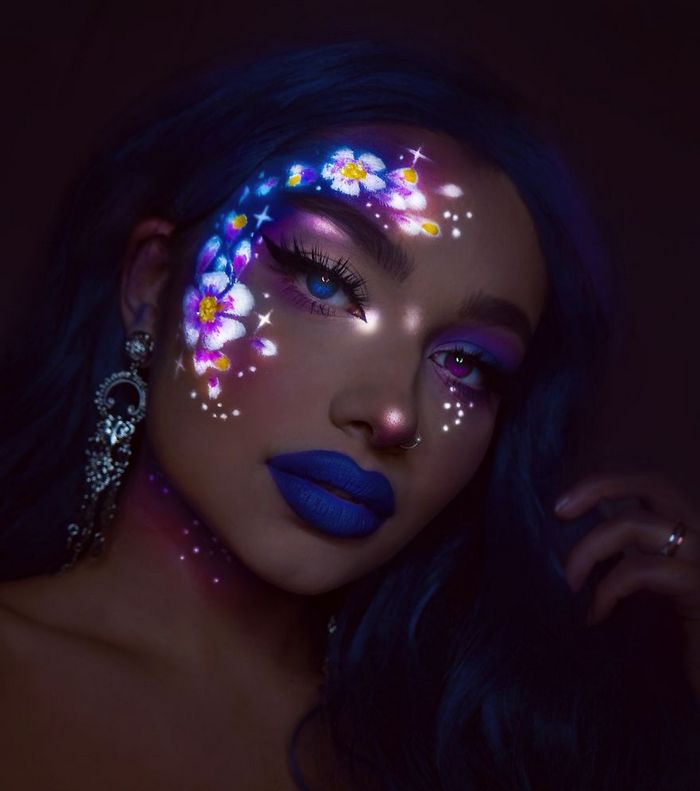 Eu uso maquiagem, tinta UV e luz para criar looks que brilham no escuro (26 fotos) 24