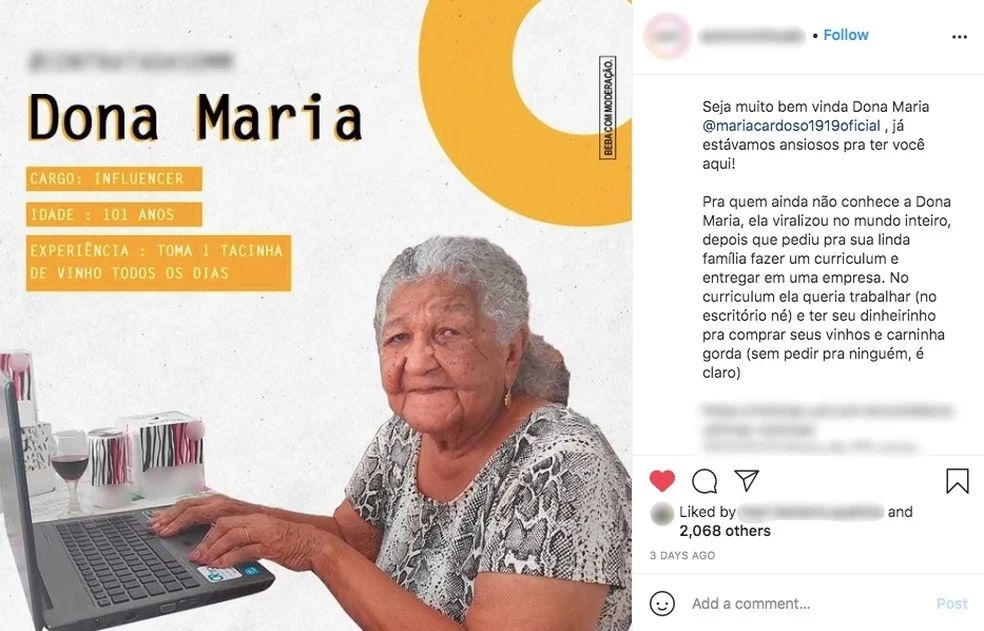 Idosa de 102 anos vira influencer após viralizar por entregar currículo 3