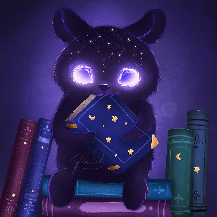 35 ilustrações de lindos monstros e espíritos brilhantes da floresta 11