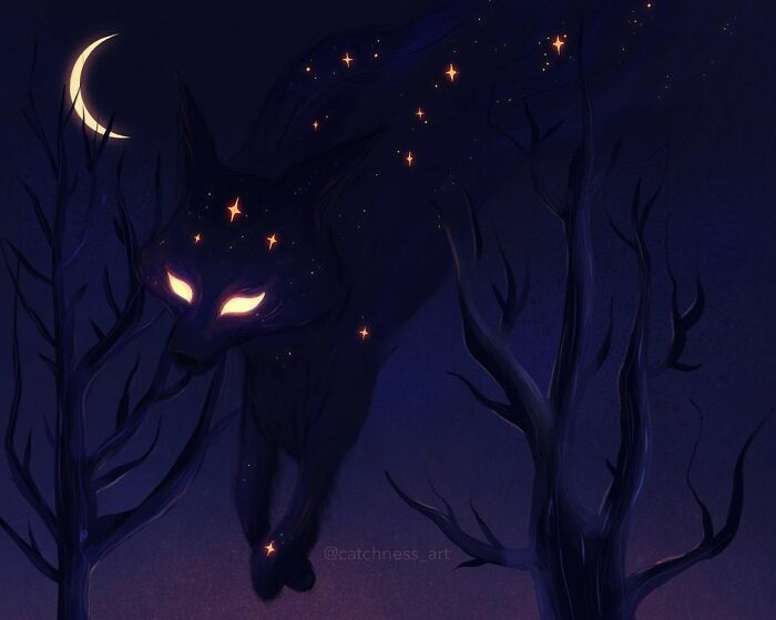 35 ilustrações de lindos monstros e espíritos brilhantes da floresta 14