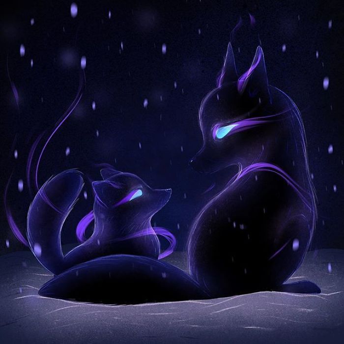 35 ilustrações de lindos monstros e espíritos brilhantes da floresta 20