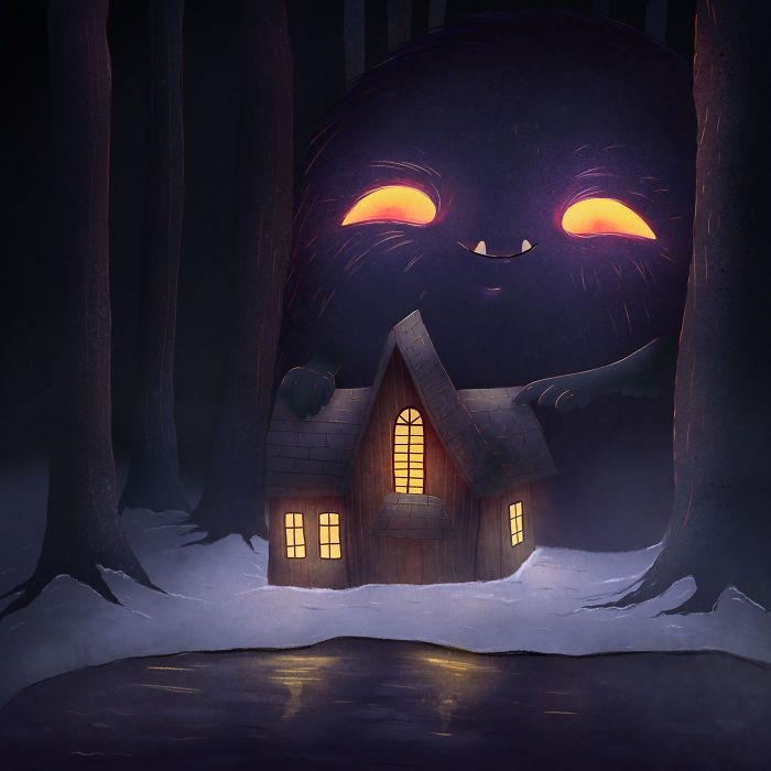 35 ilustrações de lindos monstros e espíritos brilhantes da floresta 31