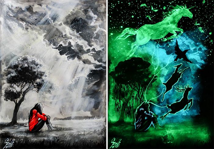 Minhas pinturas brilhantes mostram seus significados ocultos no escuro (29 fotos) 6