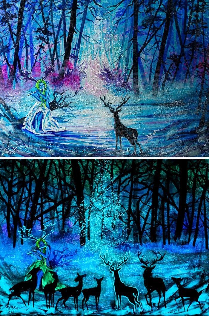 Minhas pinturas brilhantes mostram seus significados ocultos no escuro (29 fotos) 11