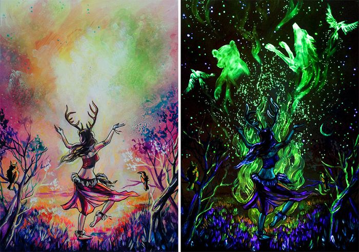 Minhas pinturas brilhantes mostram seus significados ocultos no escuro (29 fotos) 12