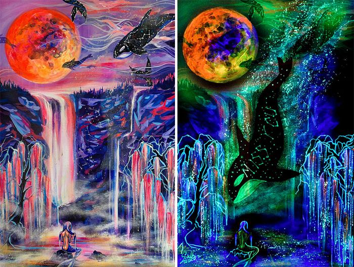 Minhas pinturas brilhantes mostram seus significados ocultos no escuro (29 fotos) 29